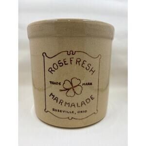 Vintage Stoneware Roseville Marmalade Jar/ Large Rose Fresh Marmalade Jar